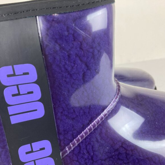 UGG Women Sz 9 Classic Clear Purple Sherpa Lined Clear Mini Boot Ankle Pull On - Picture 6 of 10